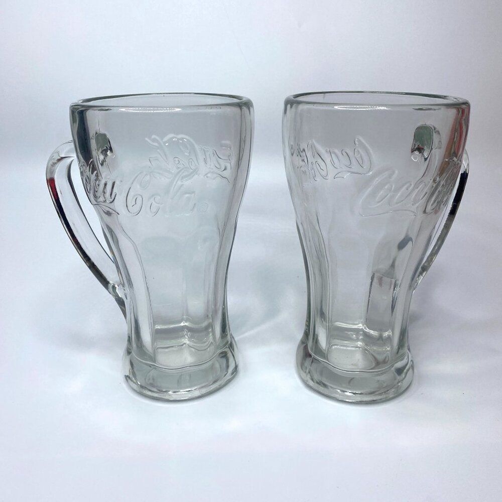 Vintage Clear Coca-Cola Glasses with Handle